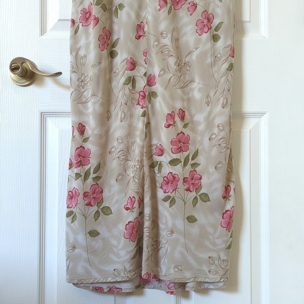 Jodi Michaels Y2K Vintage Floral Sleeveless V-neck Midi Shift Dress Beige 14 - Picture 11 of 11